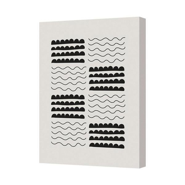 Benjamin Tate Design Abstract Black Wave And Arc Canvas Wall Art Print UK Handmade