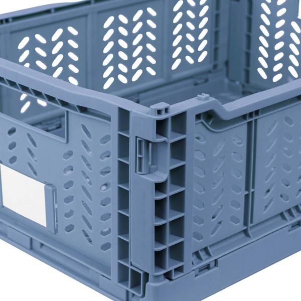JVL STACKIT - Plastic Foldable Storage Crate - 14.5L - Blue