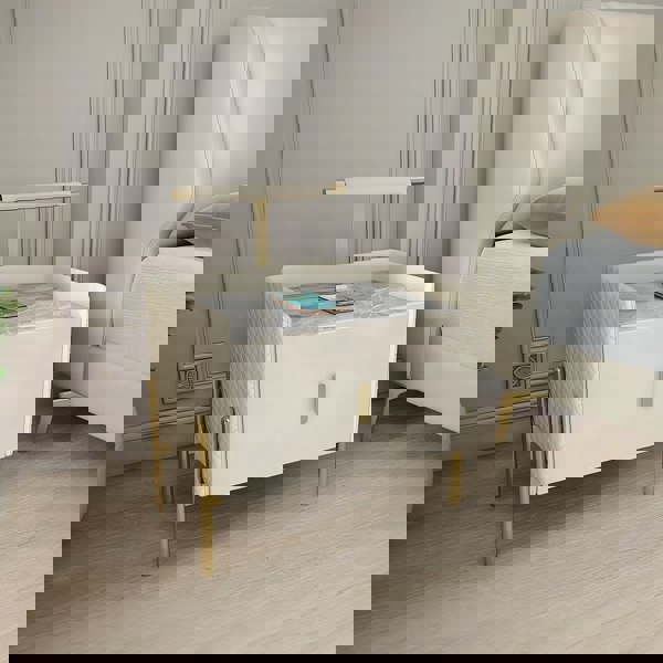 Taro Bedside Table, Cream-Weilai Concept-Weilai Concept