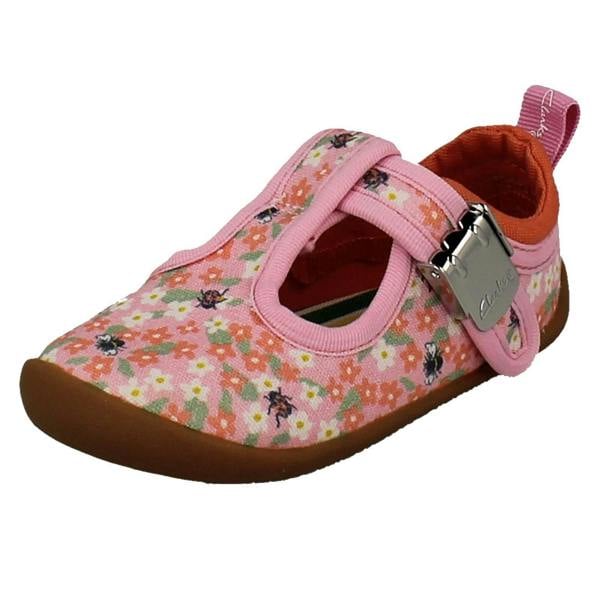 Clarks Girls Clarks Canvas T-Bar Roamer Bloom T