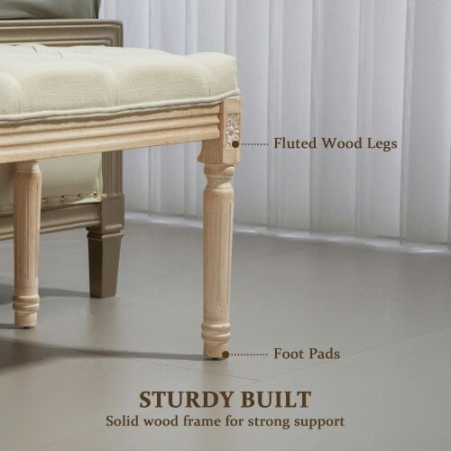 Wyld Haus Vero Vintage Style Natural and Cream Wooden Bed End Bench