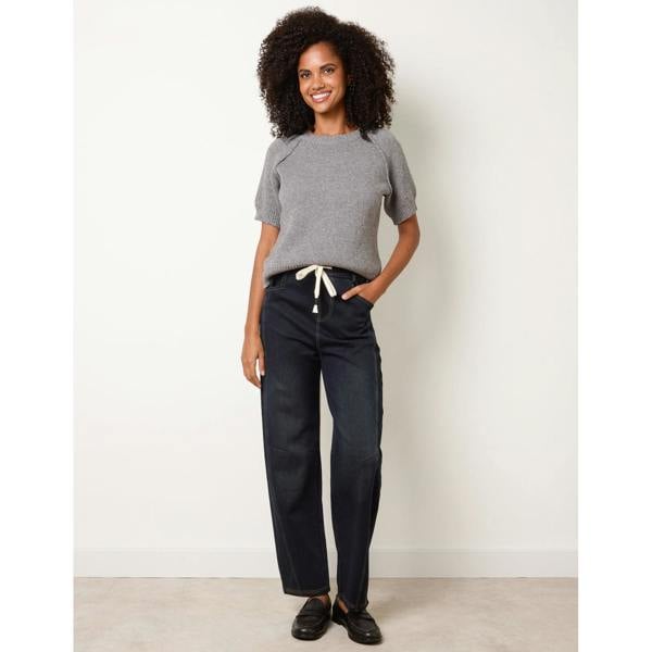 Blue Vanilla Top Stitch Barrel Leg Jeans