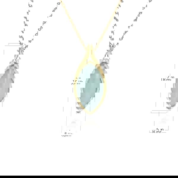 Gemondo Classic Marquise Green Jadeite Pendant Necklace in 9ct Yellow Gold