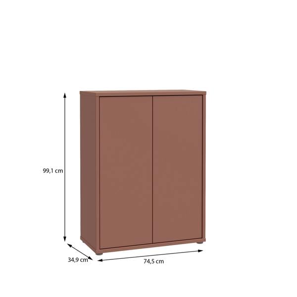 Furniture To Go Alice Springs Shoe Cabinet with 2 Doors Push-to-Open in Terracotta