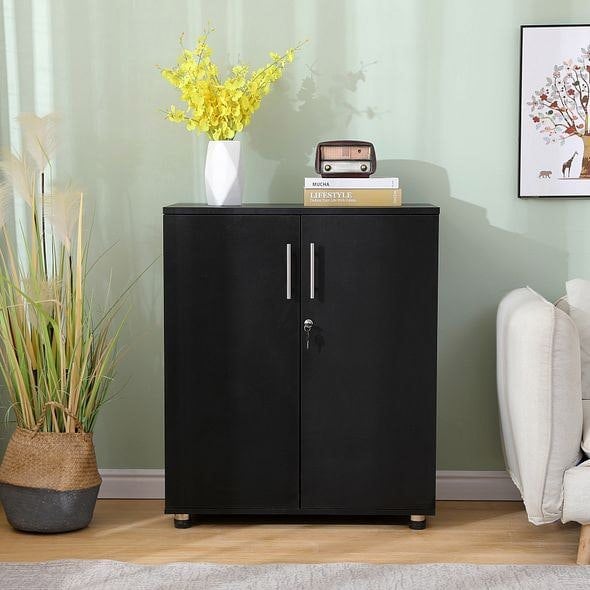 MMT Furniture Designs Wooden Filing cabinet with 2 shelves - 2 Door Lockable Filing Cabinet