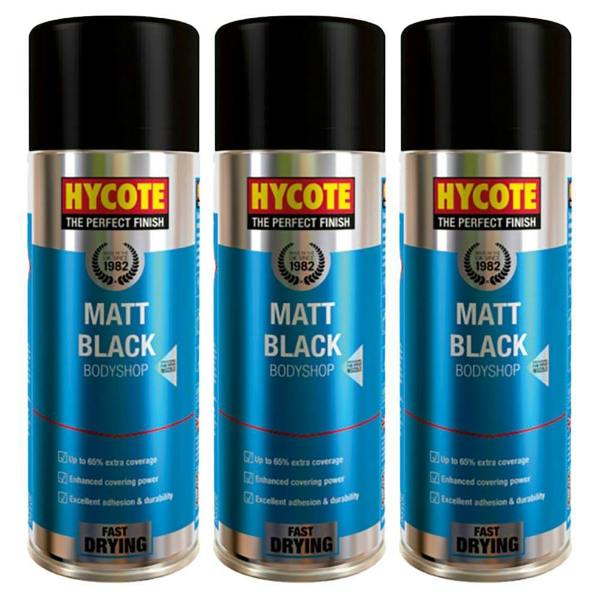 Hycote 3X Hycote Bodyshop Matt Black Spray Paint 400ml