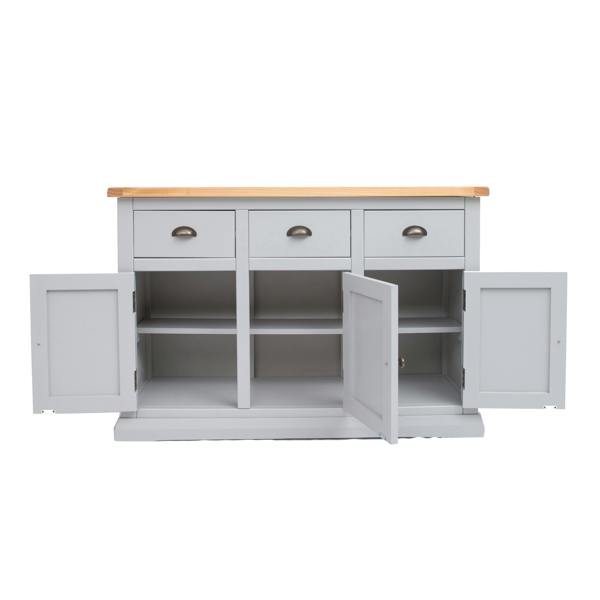 Cabinet Bits Loreo Light Grey 3 Drawer 3 Door Sideboard Brass Cup Handle