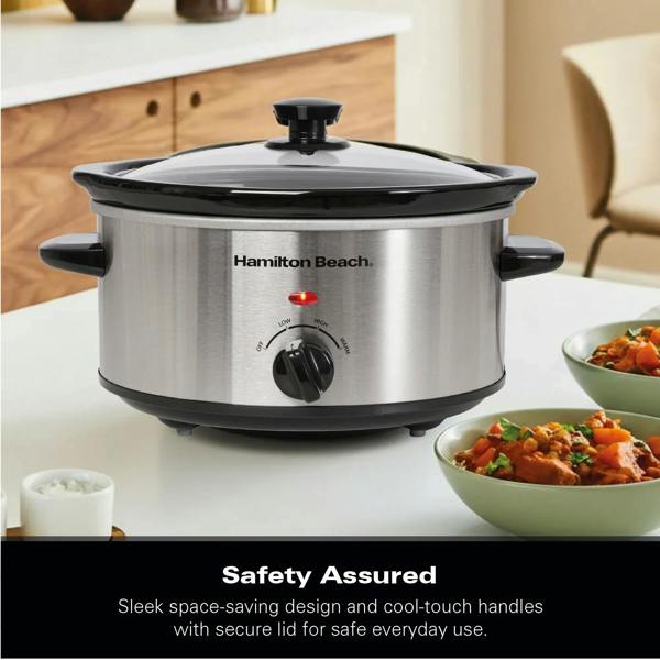 Hamilton Beach The Comfort Cook 3.5L Slow Cooker - Stainless Steel