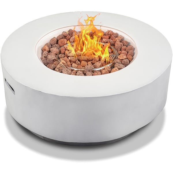 Homeology FUSION Light Grey Lavish Garden & Patio Gas Fire Pit with Eco-Stone Finish - Fully Assembled