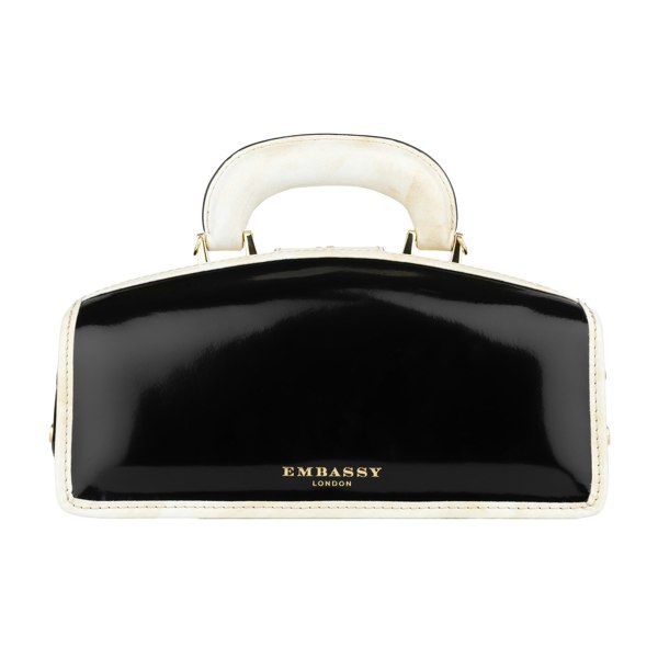 Embassy London Gazelle - Black & Cream - Women’s mini patent leather top handle & crossbody bag