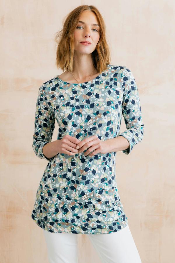 Lily & Me Coastal Jersey Print Tunic Ocean