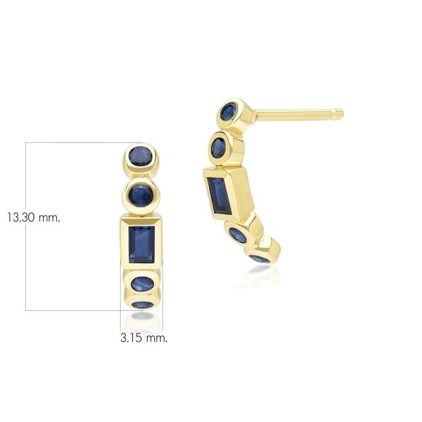 Gemondo Classic Sapphire Half Eternity Hoop Earrings in 9ct Yellow Gold