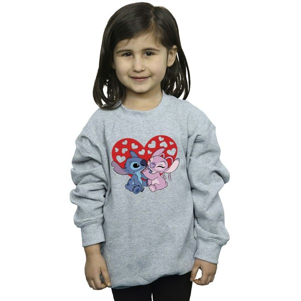 Disney Girls Lilo & Stitch Hearts Sweatshirt - Sports Grey