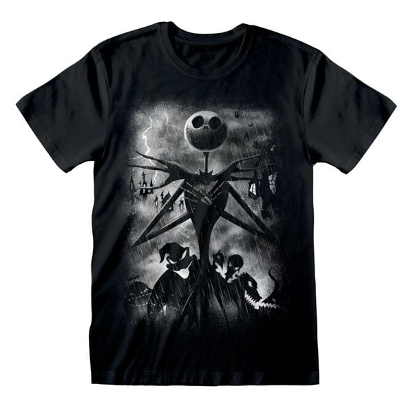 Nightmare Before Christmas Unisex Adult Stormy Skies T-Shirt - Black