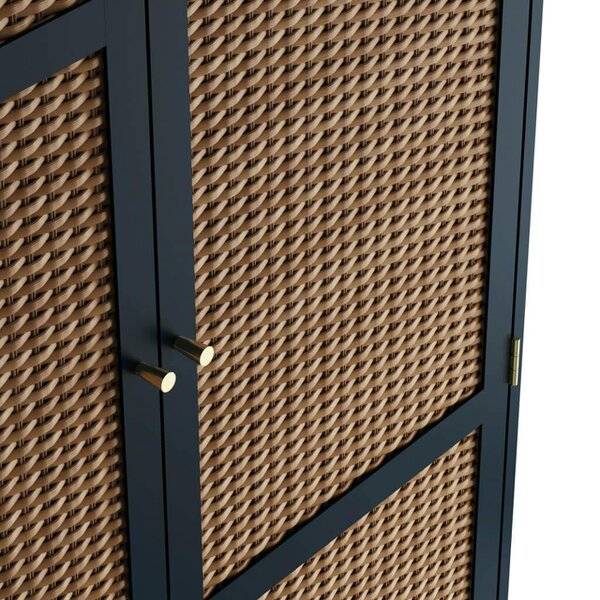 Wyld Haus Waterford Blue Oak Wood and Rattan 2 Door Wardrobe
