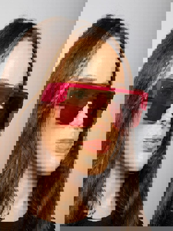 SVNX Oversized Flat Top Sunglasses with Mirrored Lens