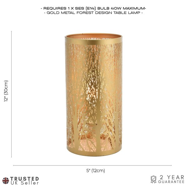 Unique and Beautiful Matte Gold Metal Forest Design Table Lamp with Cable Switch Image 7