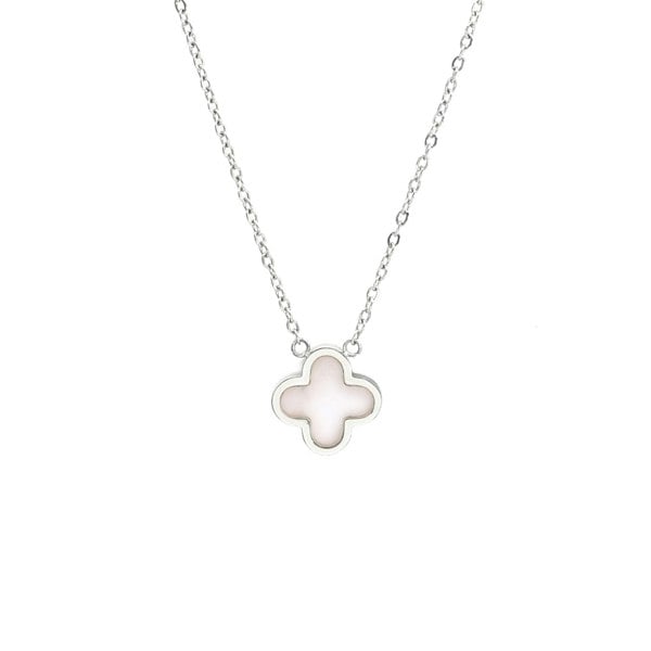 Say It With Rose Quartz Crystal Clover Necklace - Silver