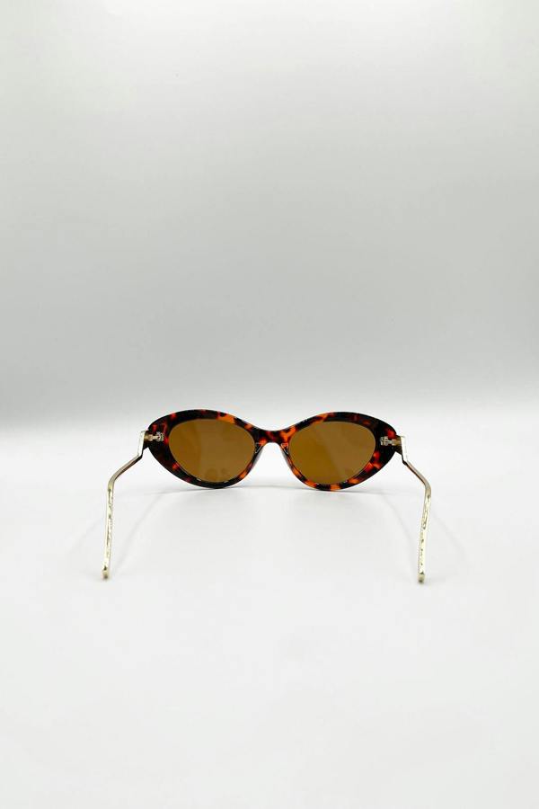 SVNX Cat Eye Metal Side Detail Sunglasses In Tortoiseshell