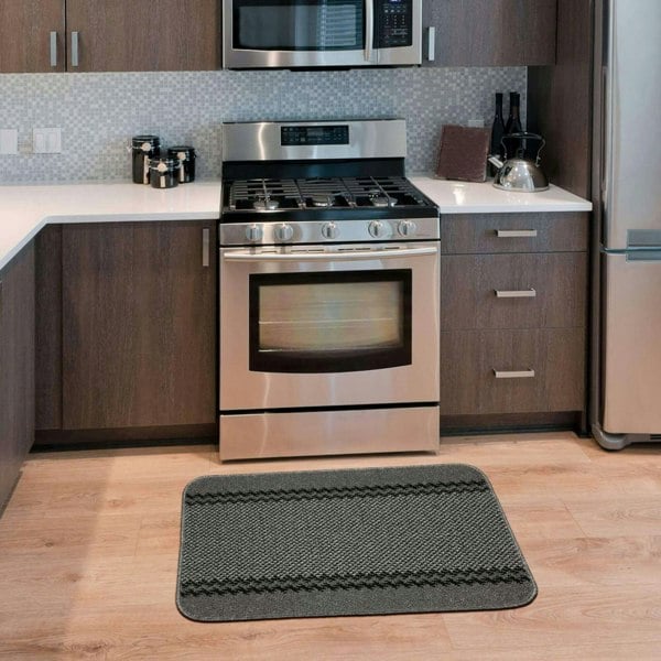 Machine Washable Dark Grey Design Mats | Bordered Line