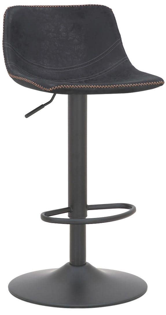 Lamboro Antico Faux Leather Kitchen Bar Stool, Matt Black Stem & Base, Adjustable Gas Lift With Backrest, Breakfast Bar Stool - Black