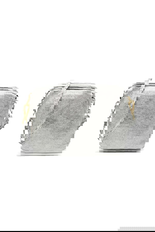 Kitise Italian Genuine Leather Crossbody Bag with Double Zipper Compartments