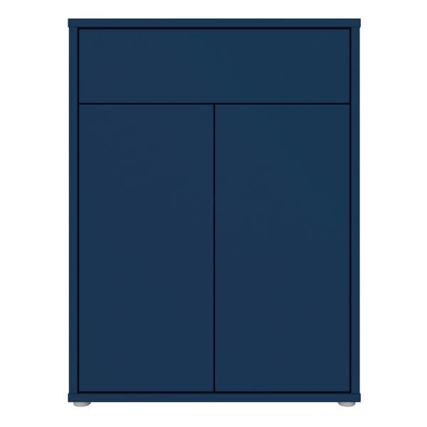 Furniture To Go Alice Springs Compact Shoe Cabinet with 2 Doors Push-to-Open & 1 Drawer Push-to-Open in Night Blue