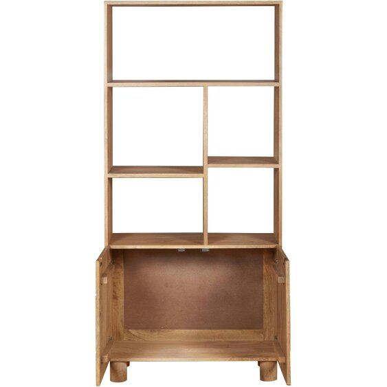 Wyld Haus Buffalo Natural Mango Wood Bookcase with Two Door Cabinet