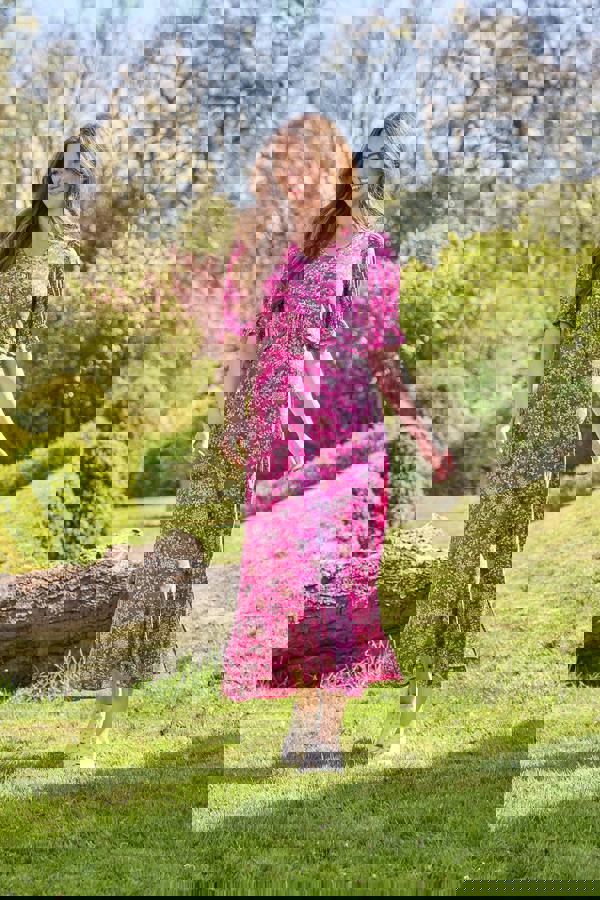 Ditsy Print Tie Front Dress