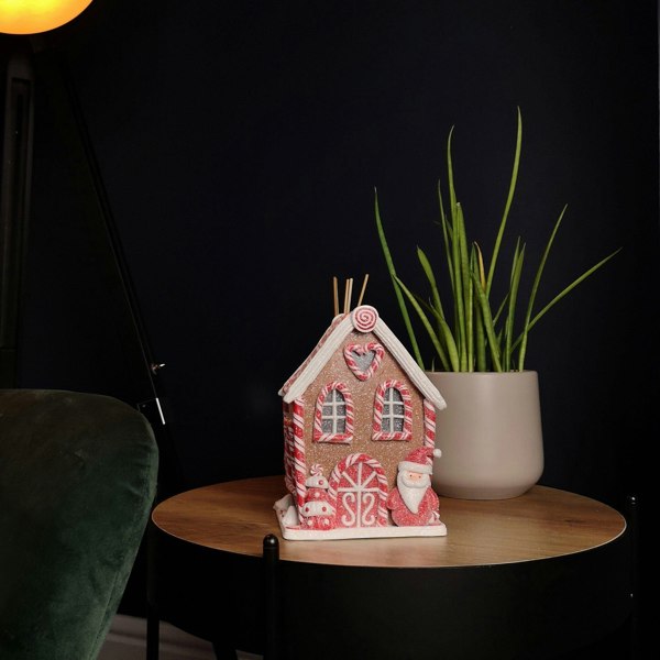 Samuel Alexander 20cm Battery Operated LED Gingerbread Santa Candy Cabin Christmas Decoration