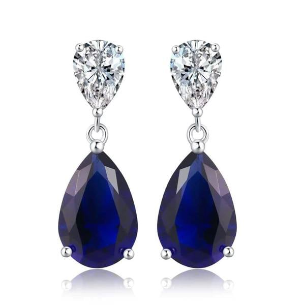 925 Sterling Silver Blue Pear Shaped Drop Earrings For Women - namana.london