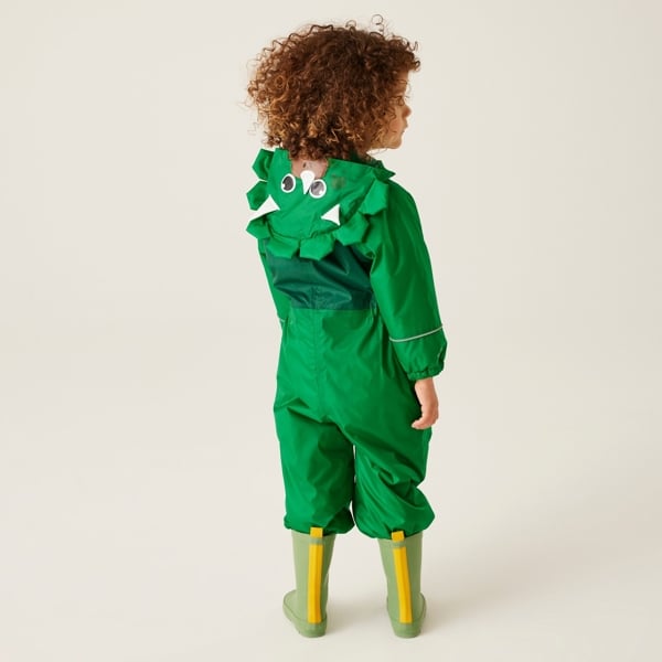 Regatta Childrens / Kids Mudplay III Dinosaur Waterproof Puddle Suit - Jelly Bean