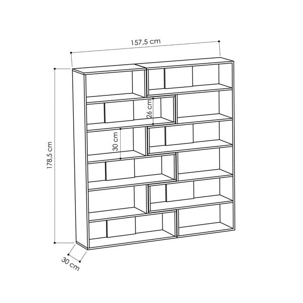 Decortie Molly Corner Bookcase 5 Tier Wall Mounted 178.6x93.6x29.6cm