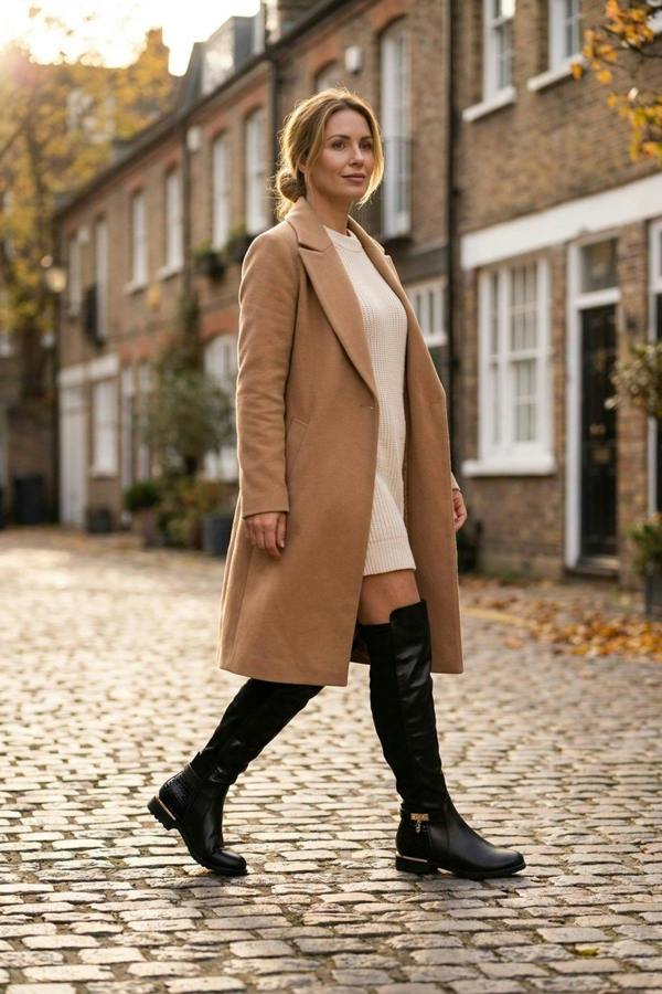 Octavia Over The Knee Boots - Black Pu