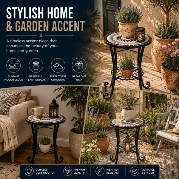 35cm Medina Mosaic Plant Stand/Side Table image 9