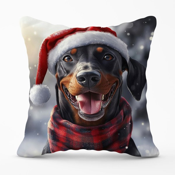 Warren Reed Christmas Doberman Cushion