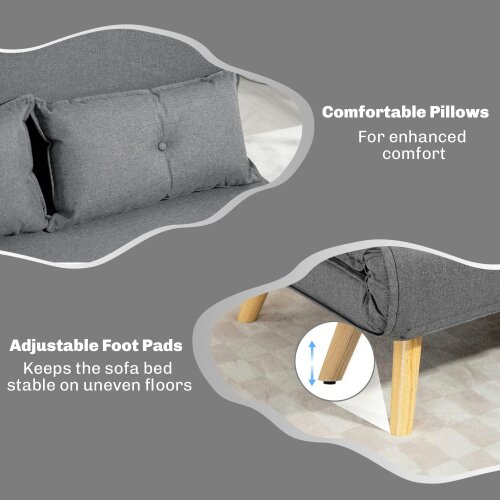 Wyld Haus Maba Linen Look Grey 2 Seater Sofa Bed