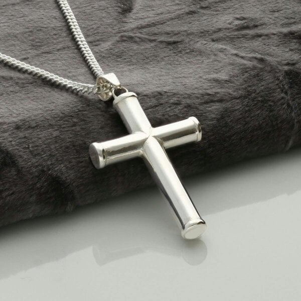 Christopher James of London Sterling Silver Column Cross Pendant And Optional Chain
