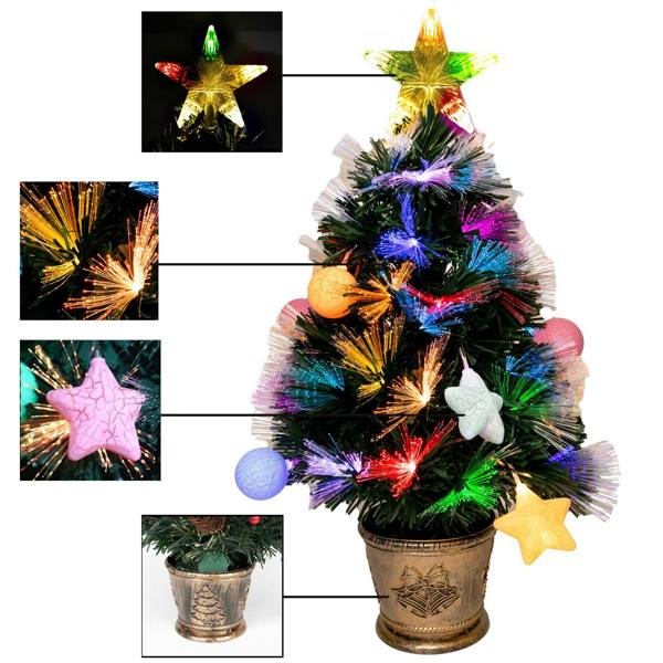 2ft to 7ft Pastel Stars and Baubles Fibre Optic Christmas Trees with LED Lights image 3