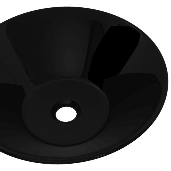 Berkfield Ceramic Bathroom Sink Basin Black Round