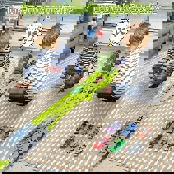 deAO Toys Portable Dinosaur Race Track Truck Toy Car