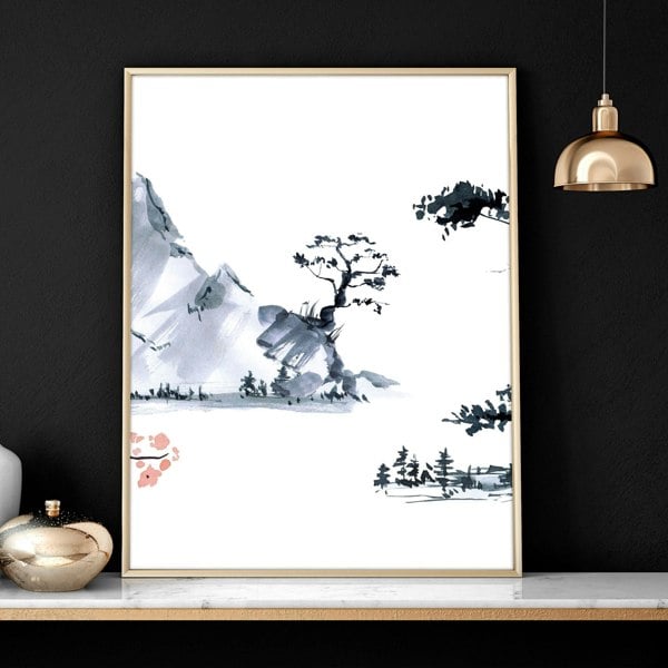 Japanese landscape painting | set of 3 Bedroom wall art