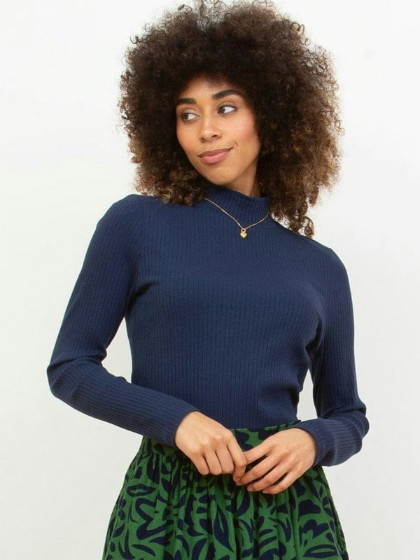 Kite Organic Bagber Turtle Neck Jersey Top Midnight