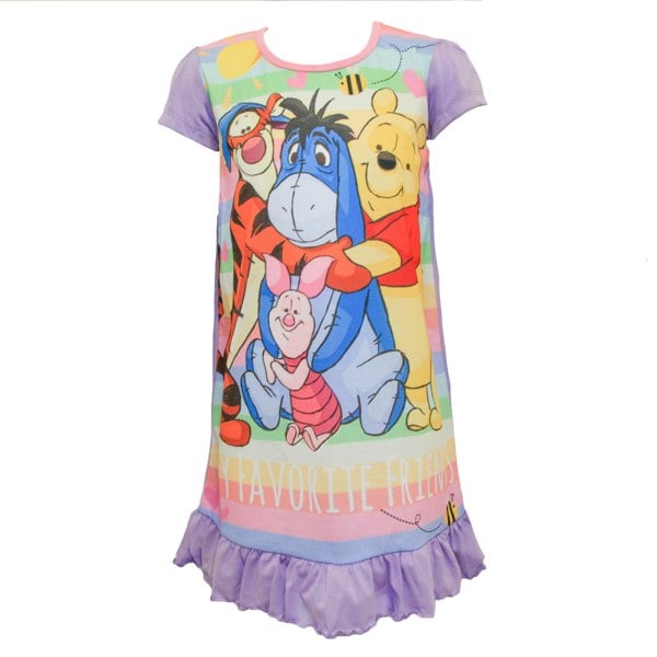 Winnie The Pooh Childrens Girls My Favorite Friends Nightdress - Lilac