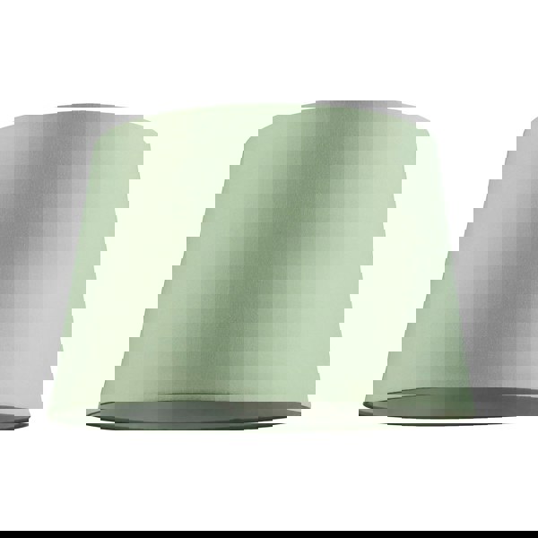 Olive Green Cotton Fabric Drum Lampshade with White Cotton Inner Image 1