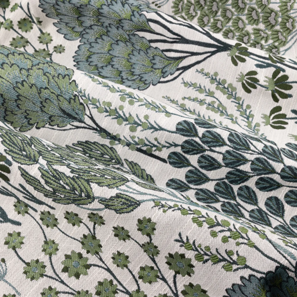 Wylder Ophelia Jacquard Floral Eyelet Curtains - Thyme/Mineral