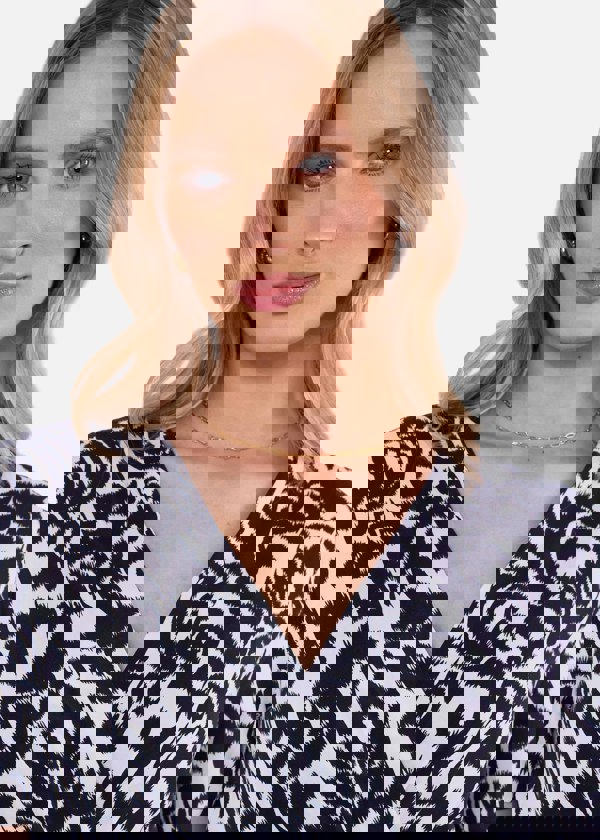 Gini London Navy Short Sleeves Viscose Wrap Midi Dress