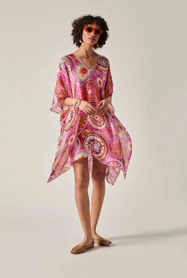 James Lakeland Pink Mandala Print Kaftan