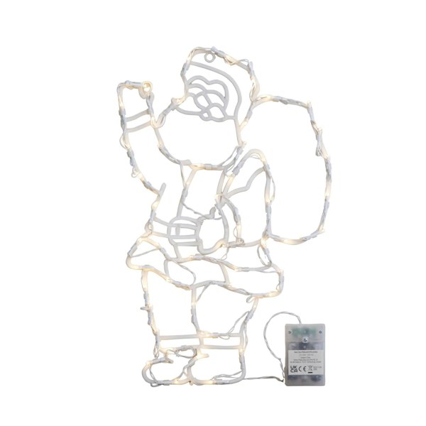 Samuel Alexander 44cm Battery Powered Light up Hanging Christmas Santa with Warm White Multi-Action LEDs