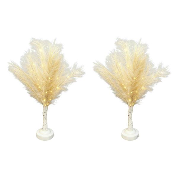 70cm Cream Feather Tree Table Lamp with Warm White LEDs, Battery-Operated Decorative Light image 6